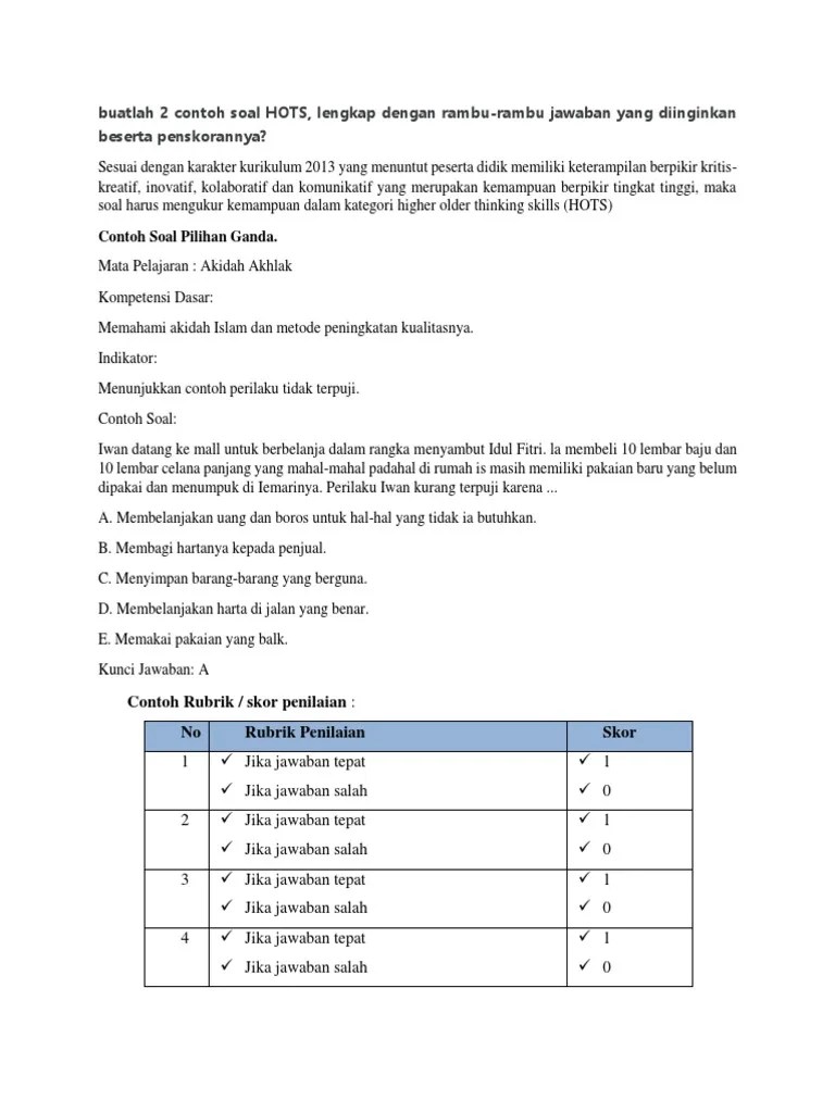 Contoh Soal HOTS
