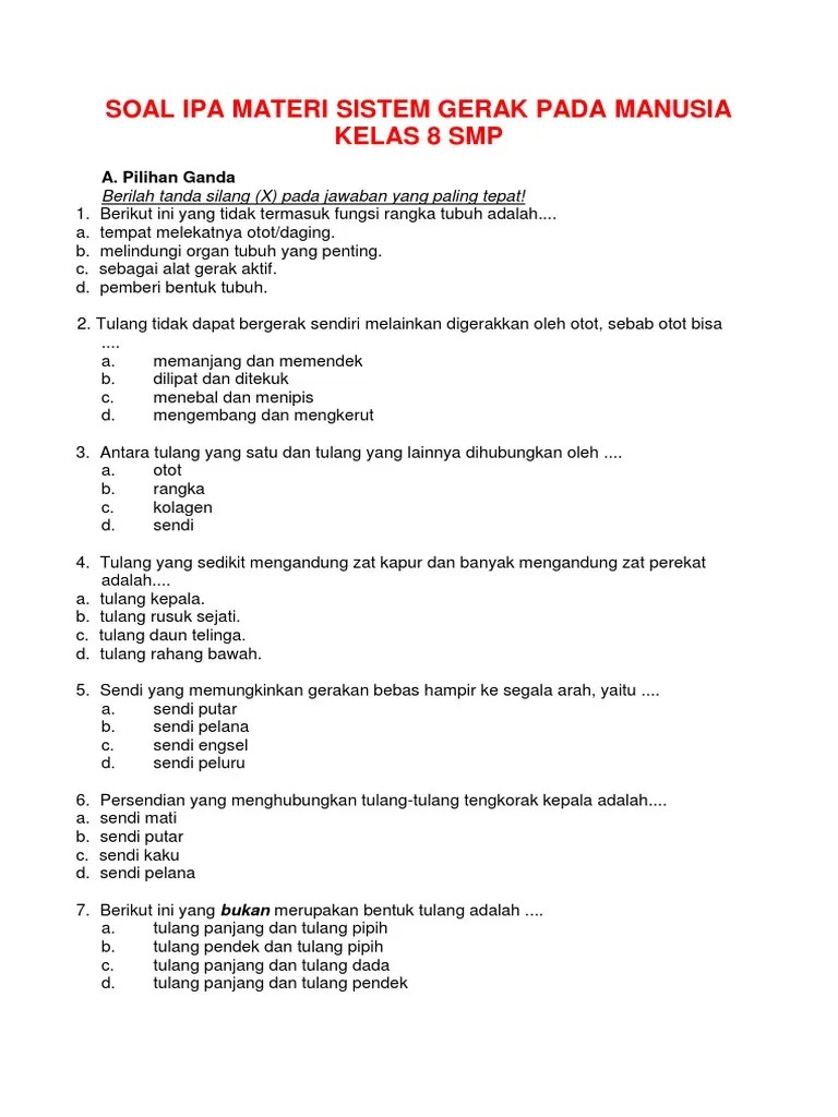 Soal-soal Ipa Bentuk Tulang Dan Fungsi Rangka – Beinyu.com