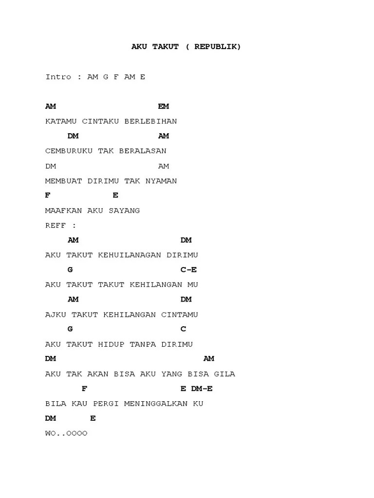 Chord Gitar Lagu Repvblik Aku Takut