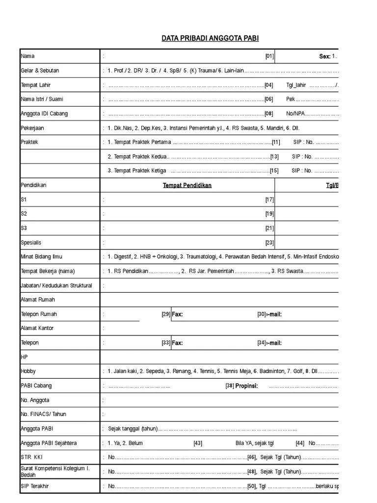 Form Pendaftaran PABI