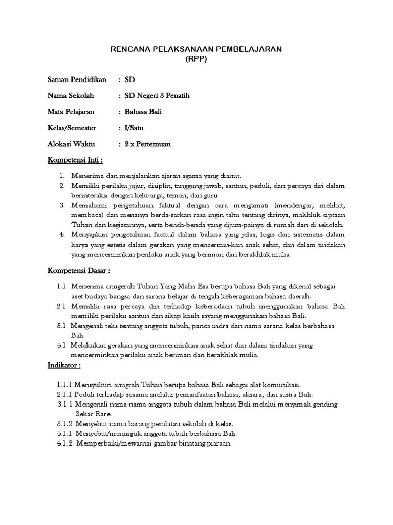 RPP Bahasa Bali | PDF