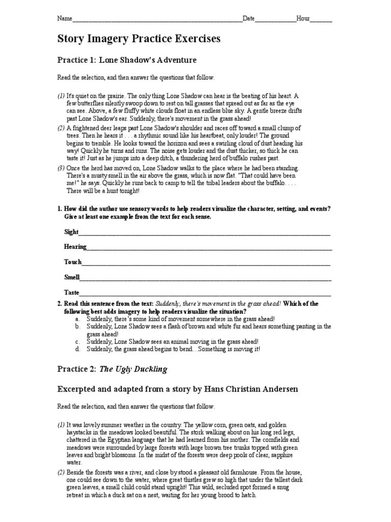 Imagery Allusion Worksheet Helen Keller Duck