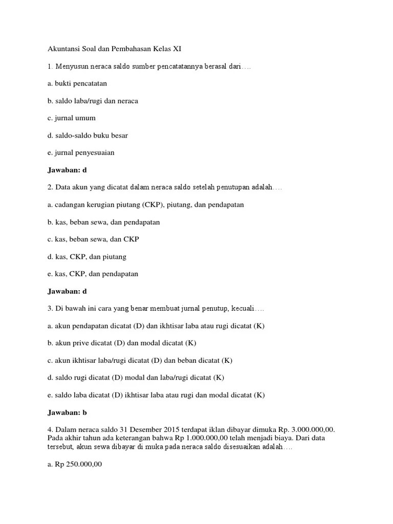Akuntansi Soal Dan Pembahasan Kelas XI | PDF