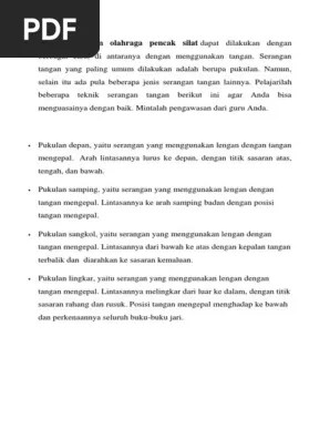 Serangan Dalam Olahraga Pencak Silat | PDF