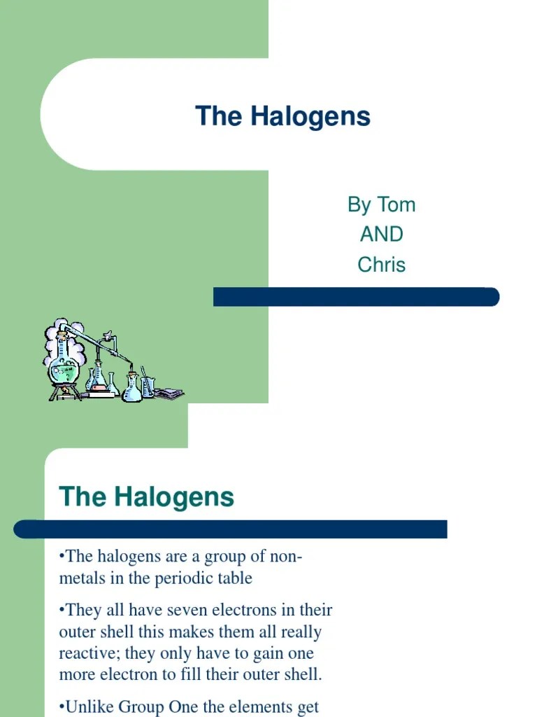 The Halogens Properties and Uses of Fluorine, Chlorine, Bromine