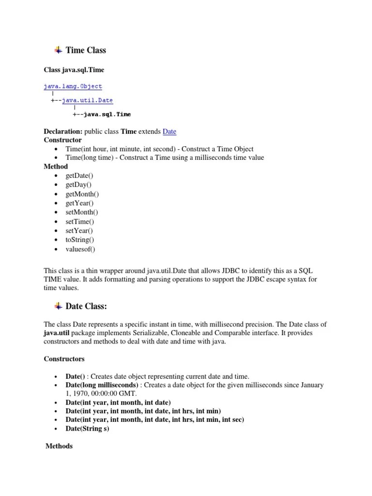 Time Class Java Lang.object Java Util.date PDF Class