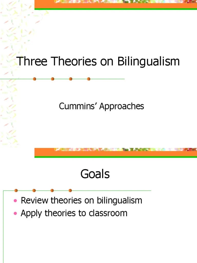 Three Theories on Bilingualism Cummins' Common Underlying Proficiency