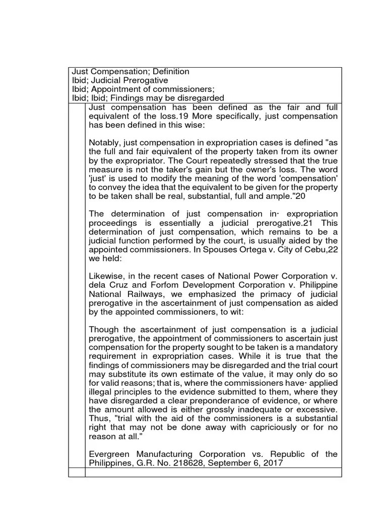 Jurisprudence On Just Compensation PDF Eminent Domain Just
