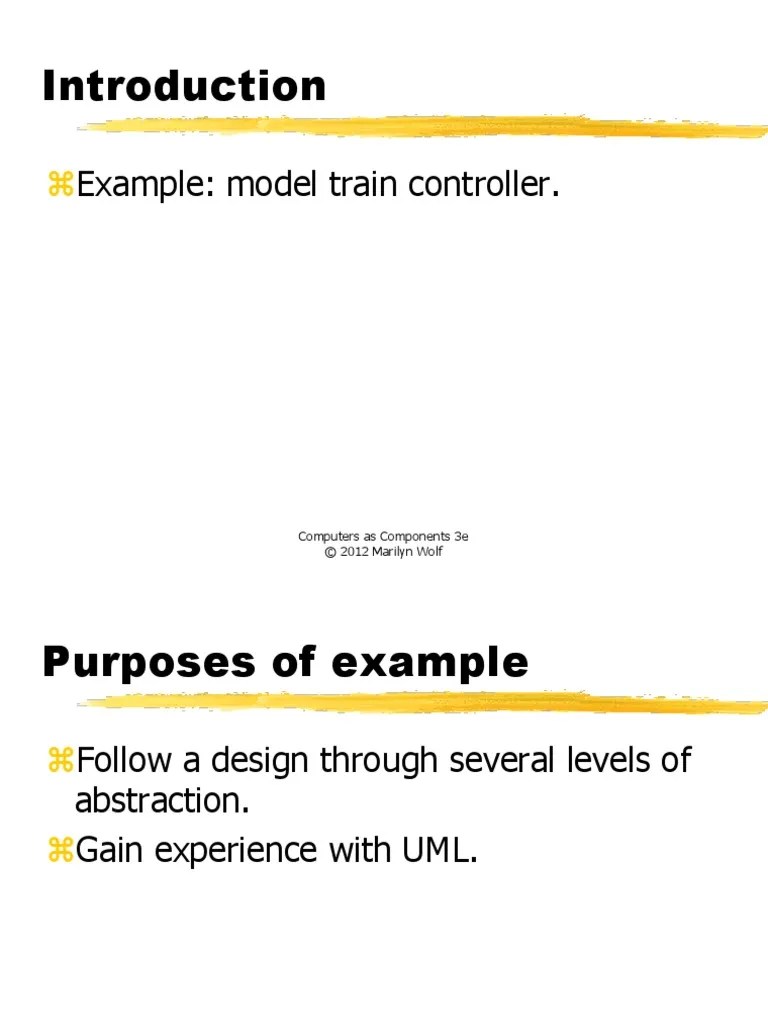 Example Model Train Controller. Computers As Components 3e © 2012 Marilyn Wolf PDF Rail