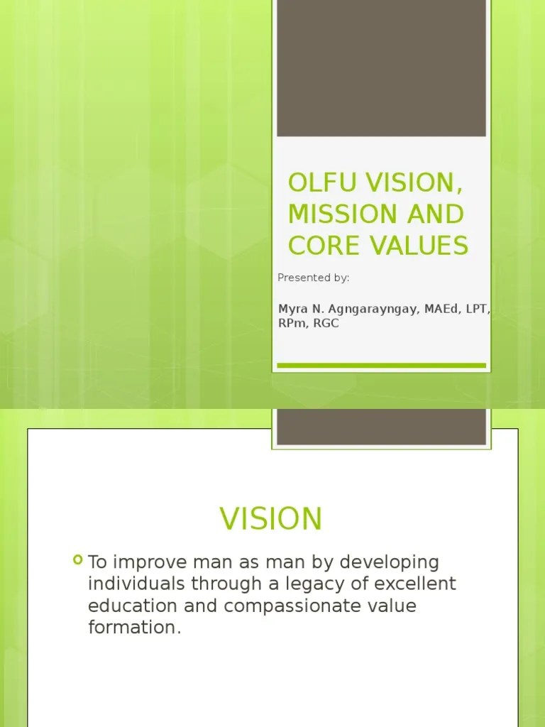 Olfu Vision, Mission and Core Values PDF