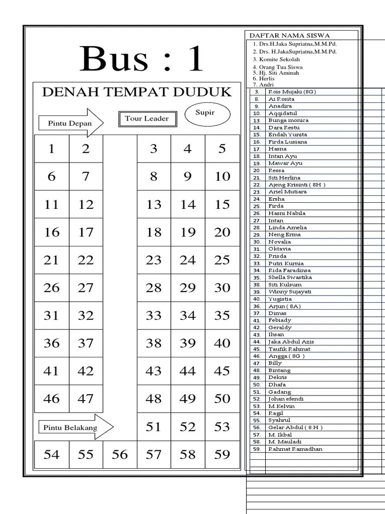 Seating Arrangement and Student List for Three School Buses PDF