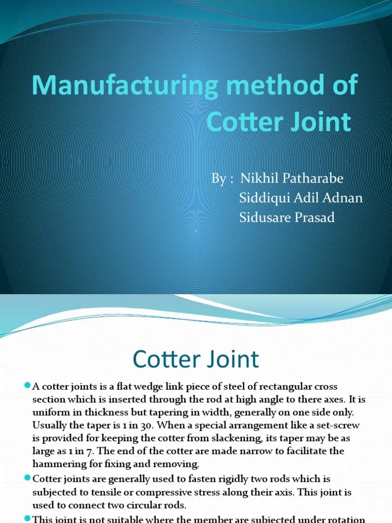 Manufacturing Method of Cotter Joint PDF Steam Engine