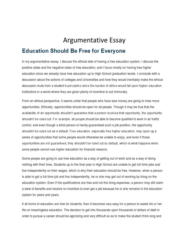 What Is The Importance of An Argumentative Essay