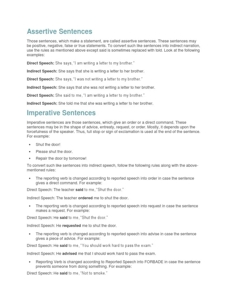 Assertive Sentences PDF Sentence (Linguistics) Question