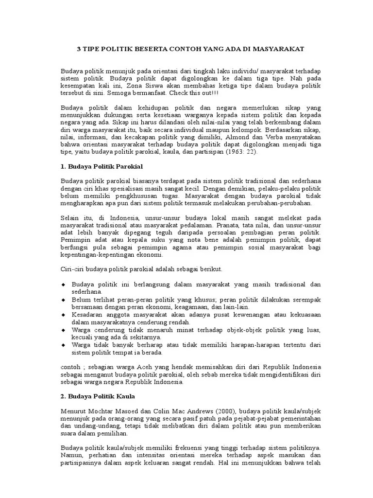 3 Tipe Politik | PDF