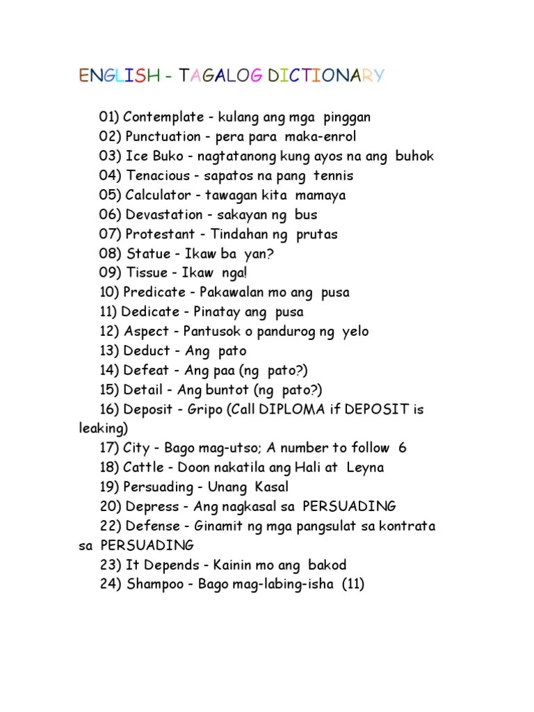 English Tagalog Dictionary