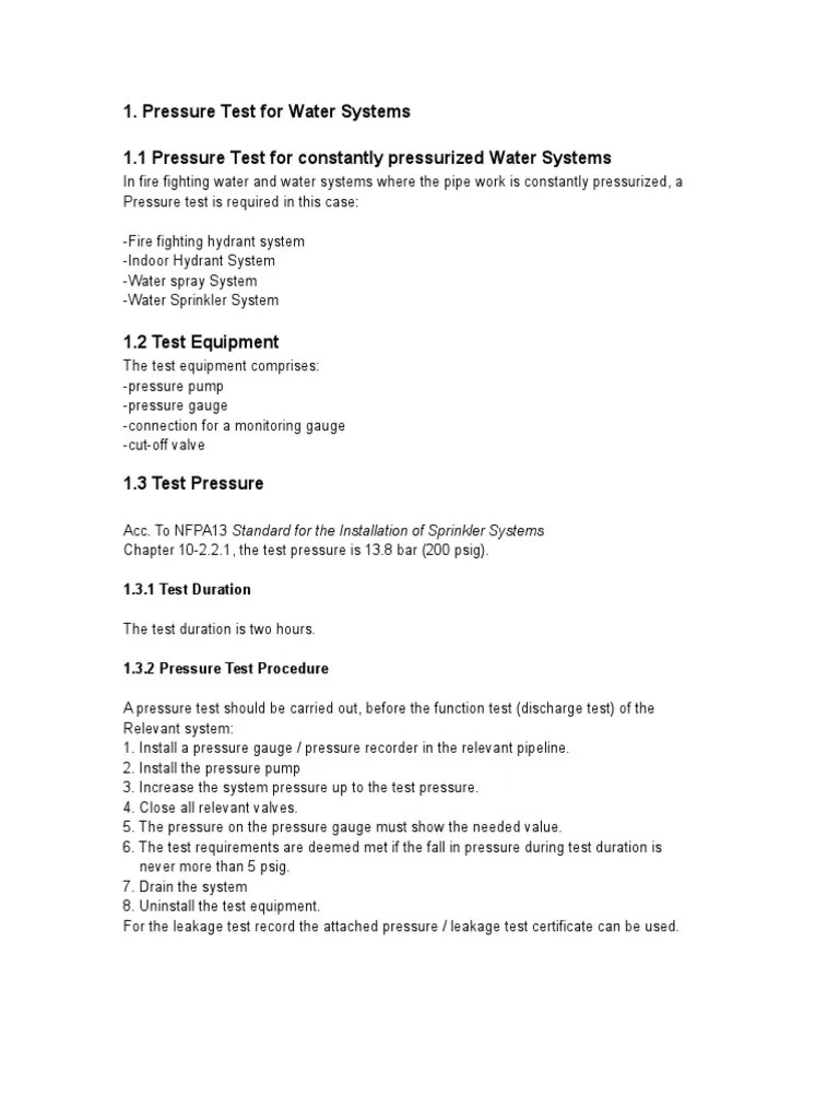 Testing Procedure Sprinkler | PDF | Fire Sprinkler System | Pressure