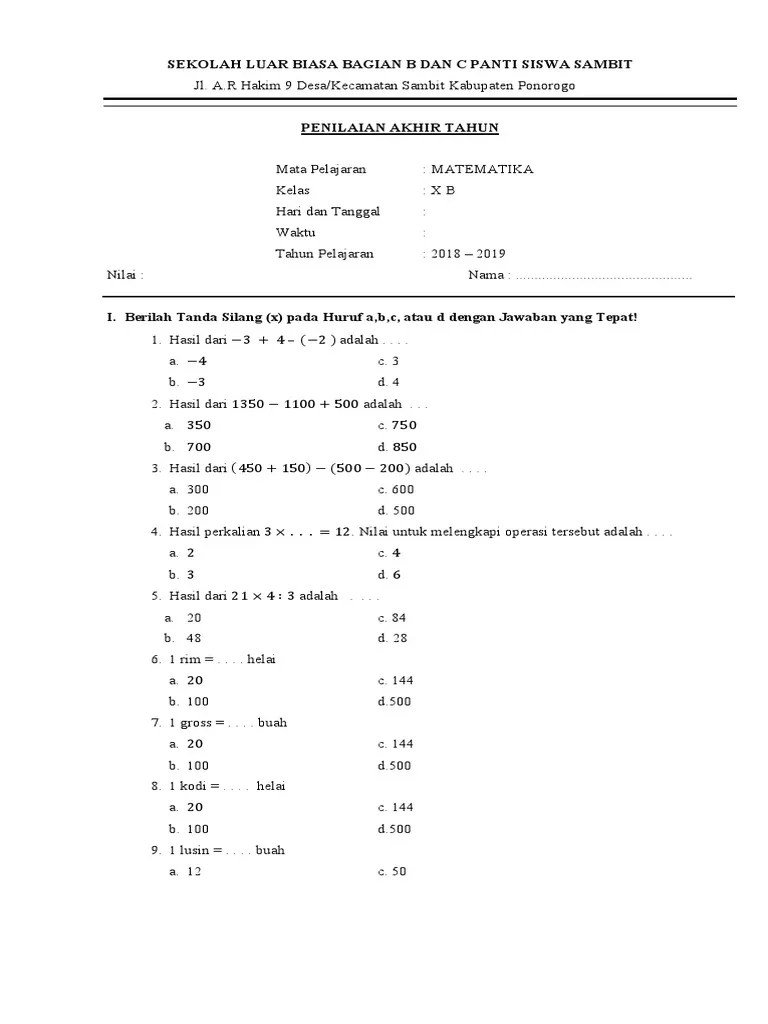 Soal Us Ipa Tunarungu Smplb Ruang Sekolah