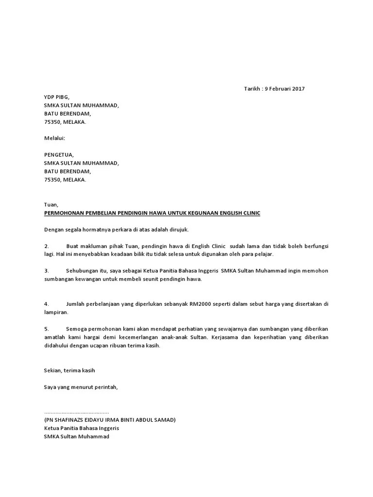 Surat Minta Sumbangan Kepada Bank