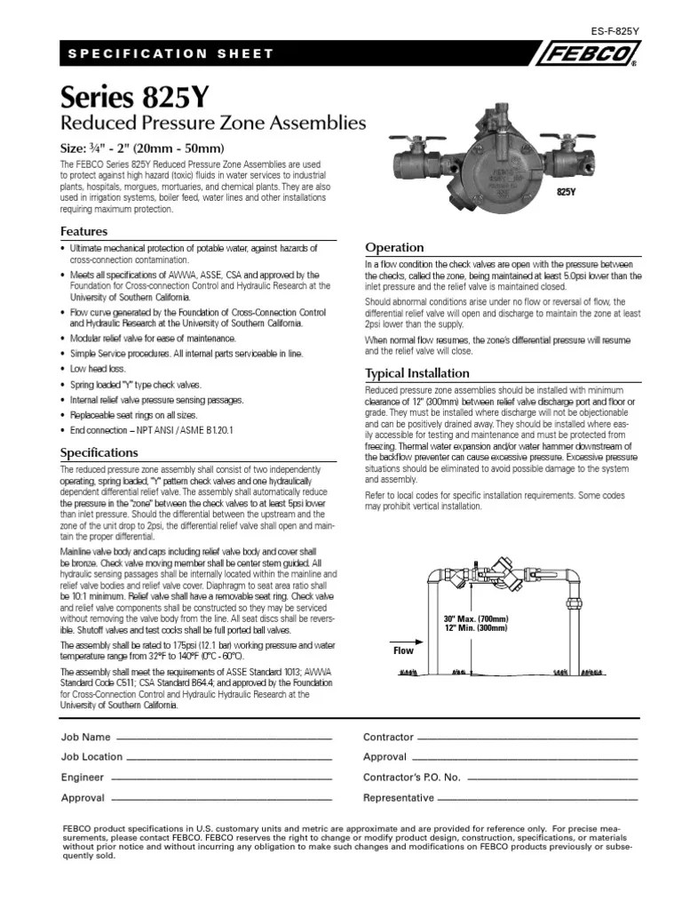 Series 825Y Specification Sheet Valve Hydraulic Engineering