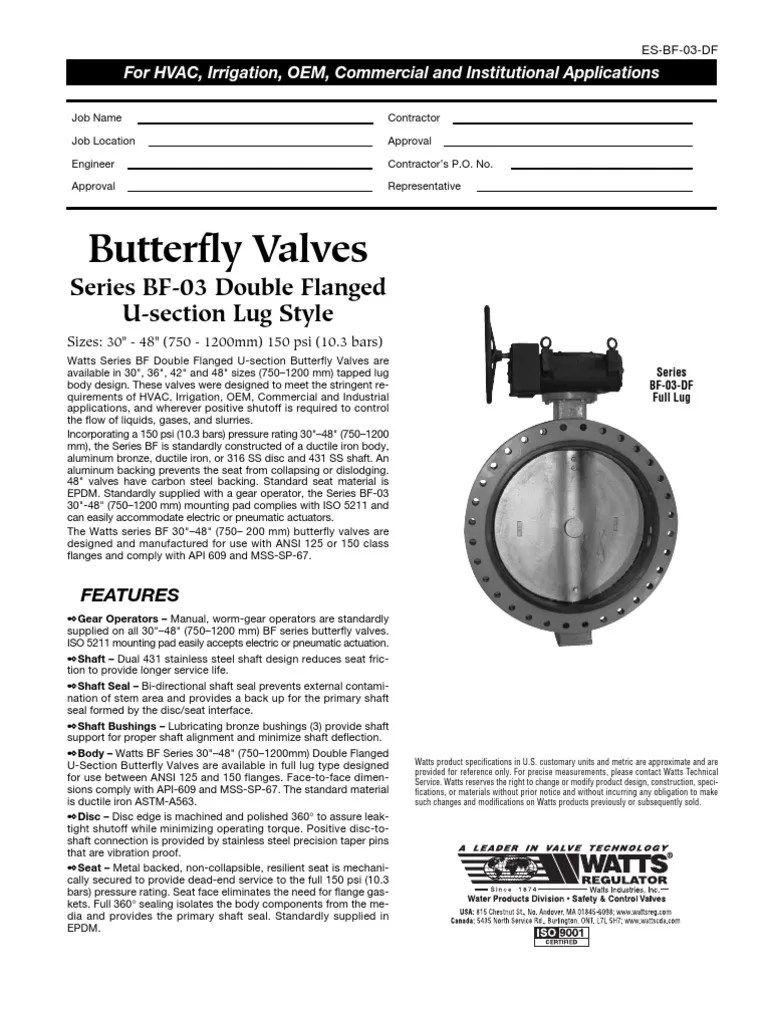Butterfly Valves Series BF03 Double Flanged Usection Lug Style