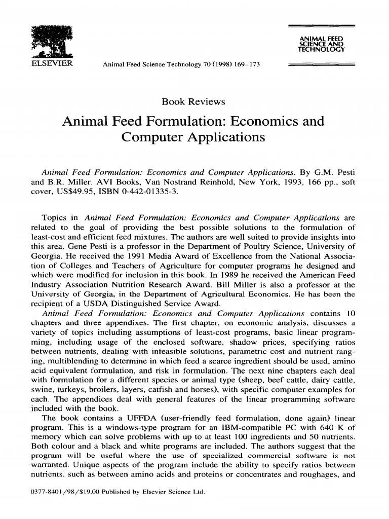 Animal Feed Formulation Economics and Co PDF PDF Ibm Pc Compatibles