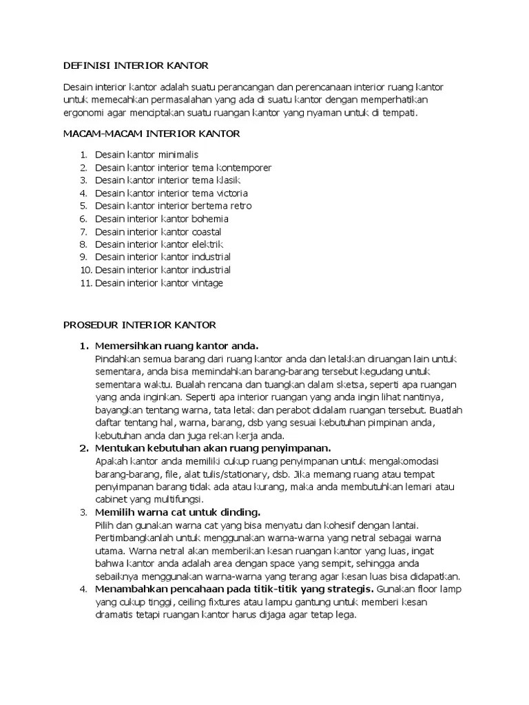 Definisi Interior Kantor | PDF