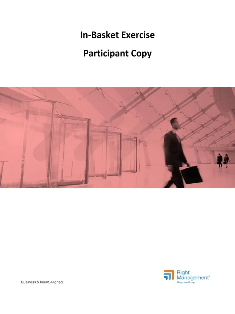 InBasket Exercise Participant PDF Business
