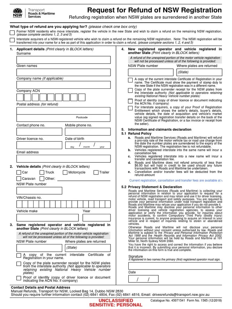 Request For Refund PDF Driver's License Vehicle Registration Plate
