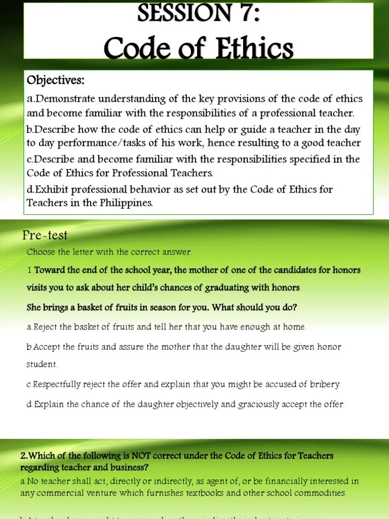 CODES OF ETHICS Teachers Employment