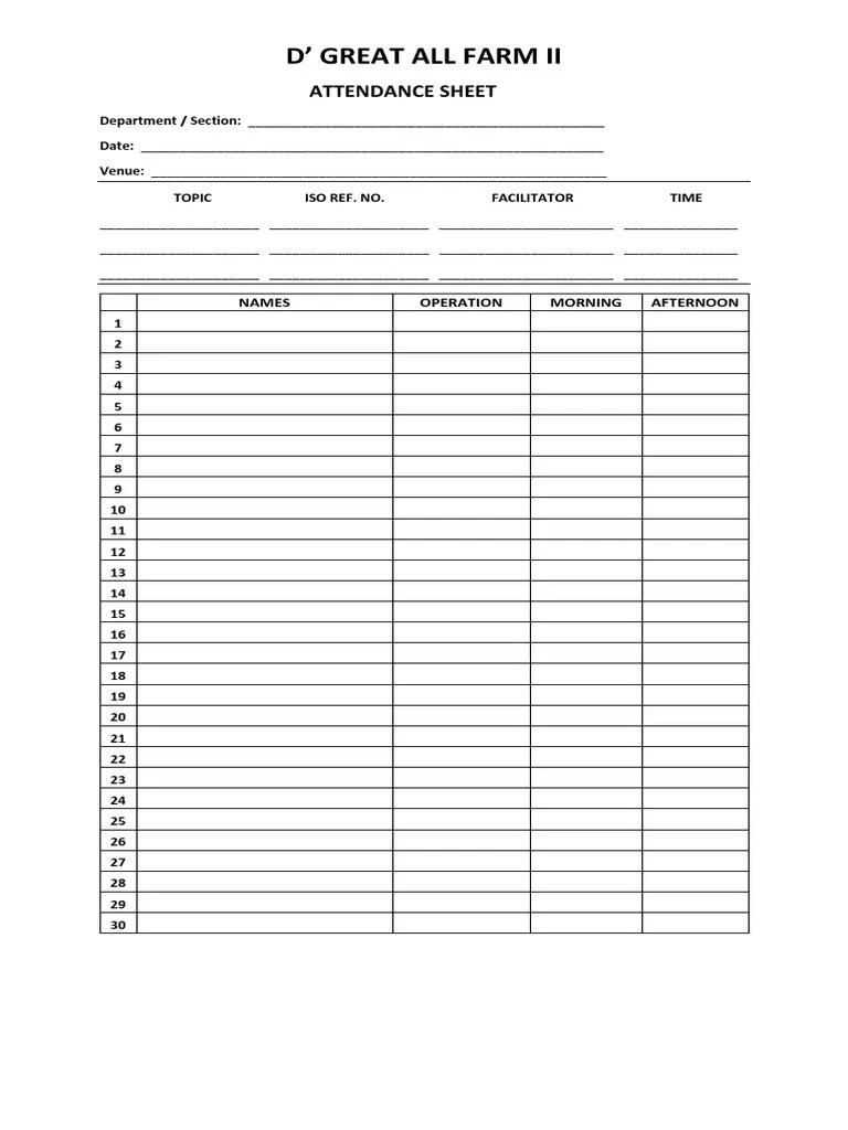 Attendance Form