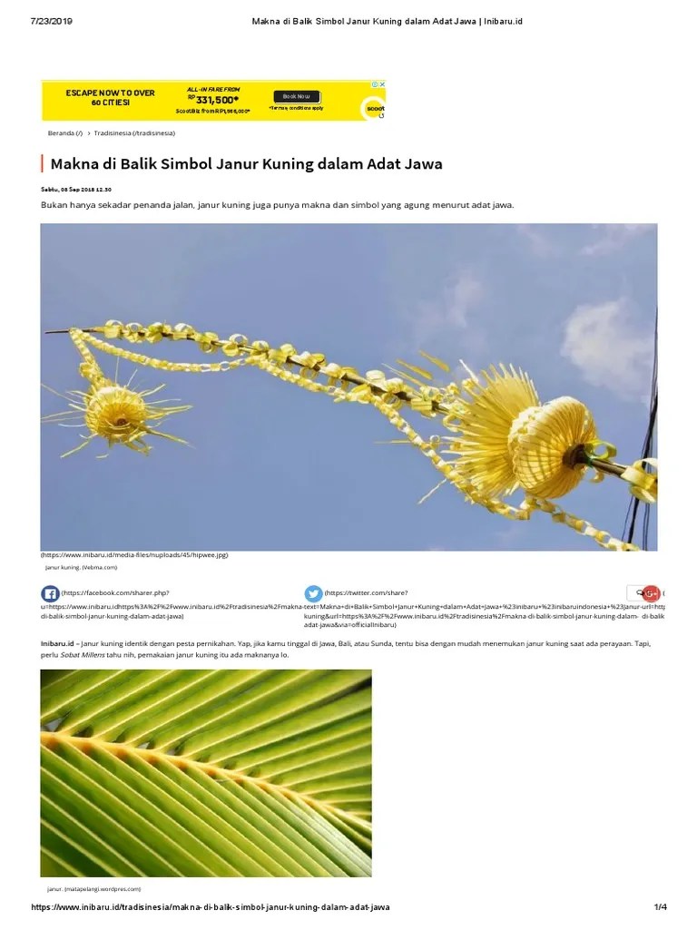 Makna Di Balik Simbol Janur Kuning Dalam Adat Jawa - Inibaru - Id | PDF