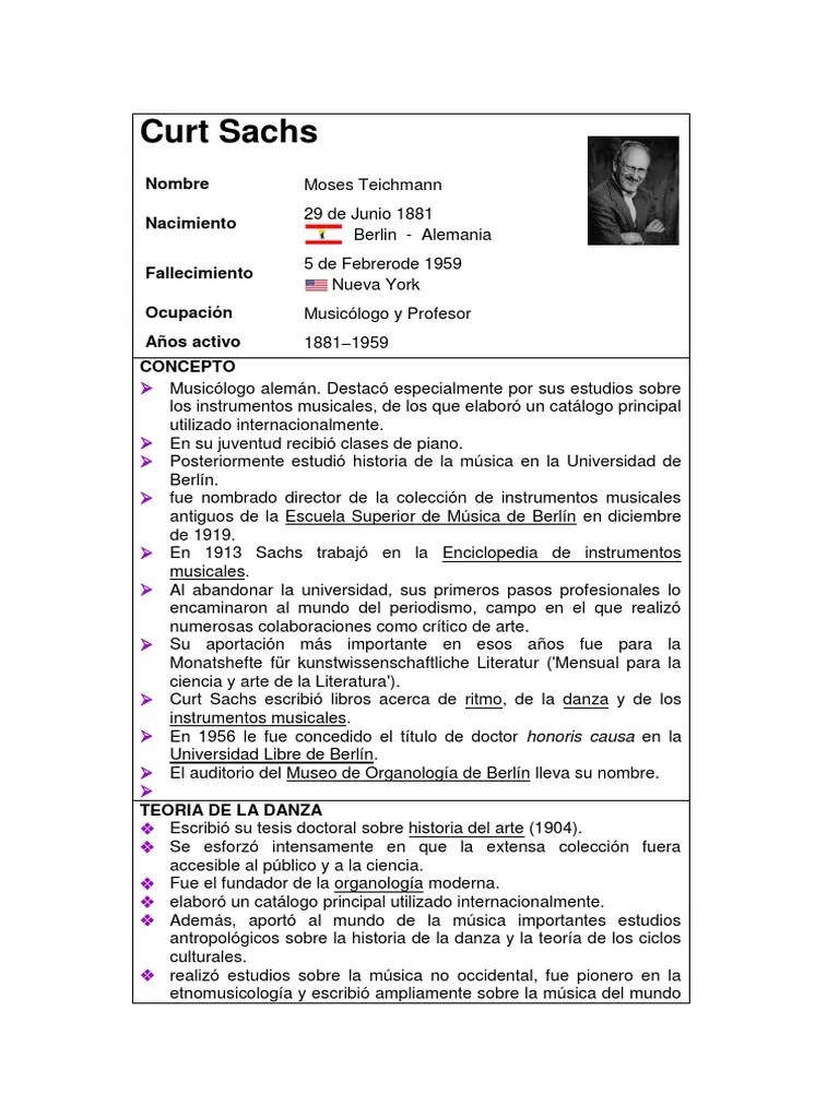 Curt Sachs Entretenimiento (general) Artes (general)