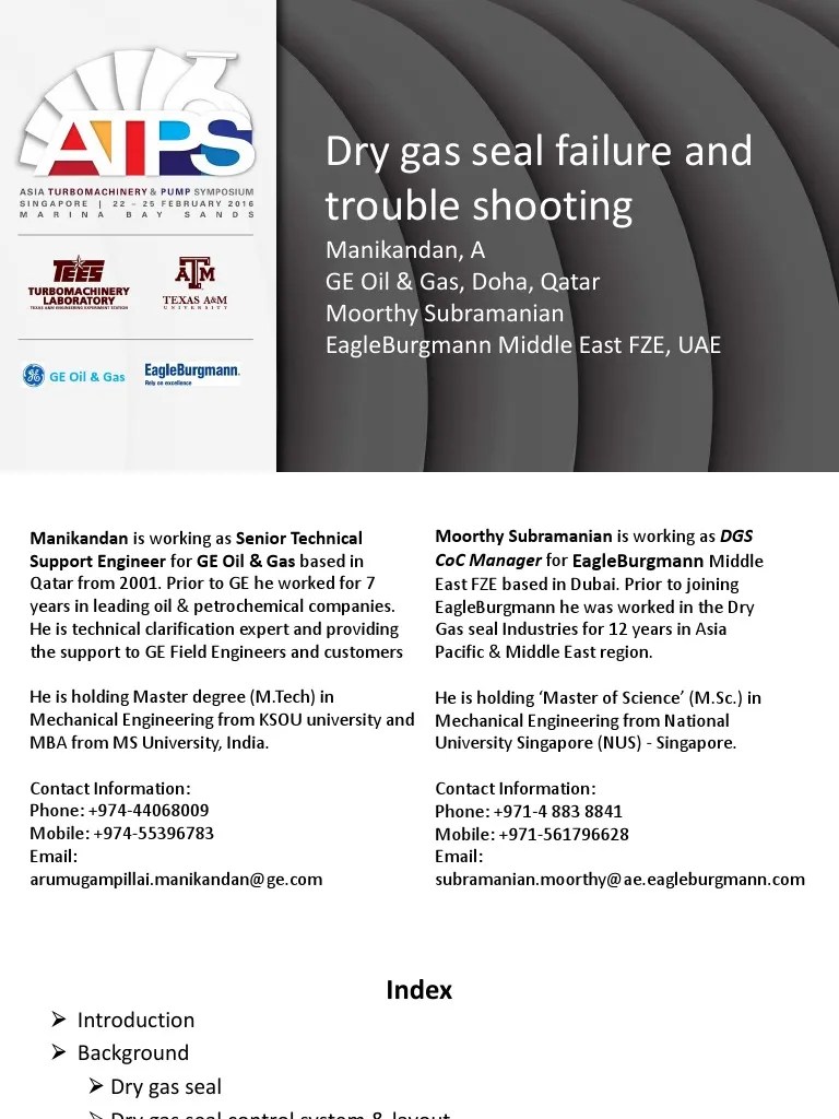 Dry Gas Seal Failure and Trouble Shooting PDF Gases Filtration