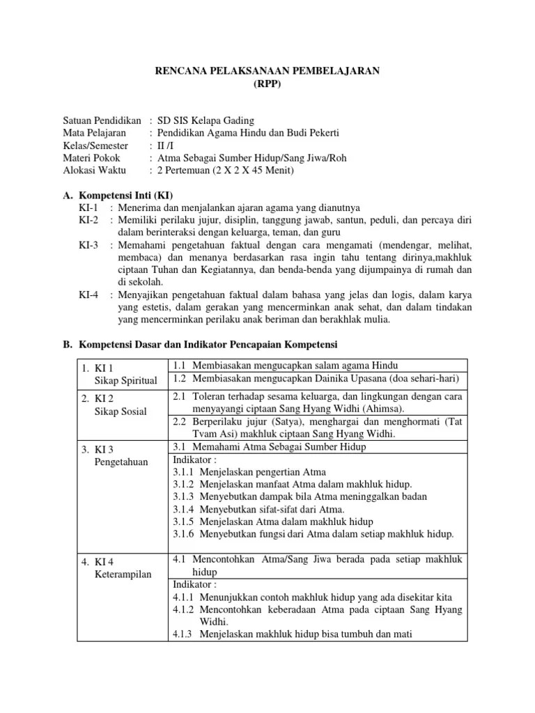 Rpp Daring Agama Hindu Sd Kelas 6 Guru Paud