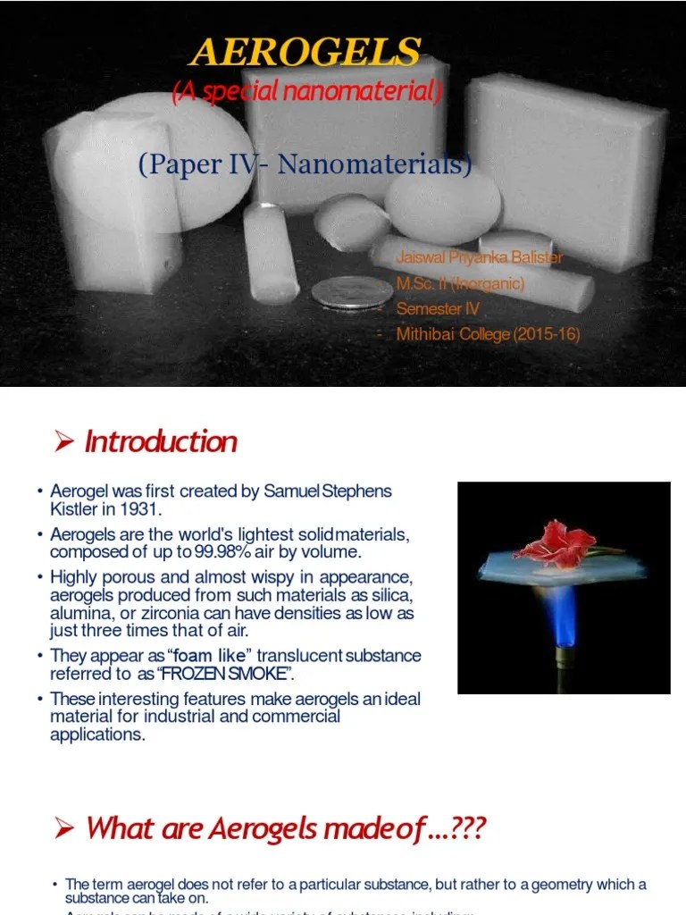Aerogels The World's Lightest Solid Materials PDF Materials