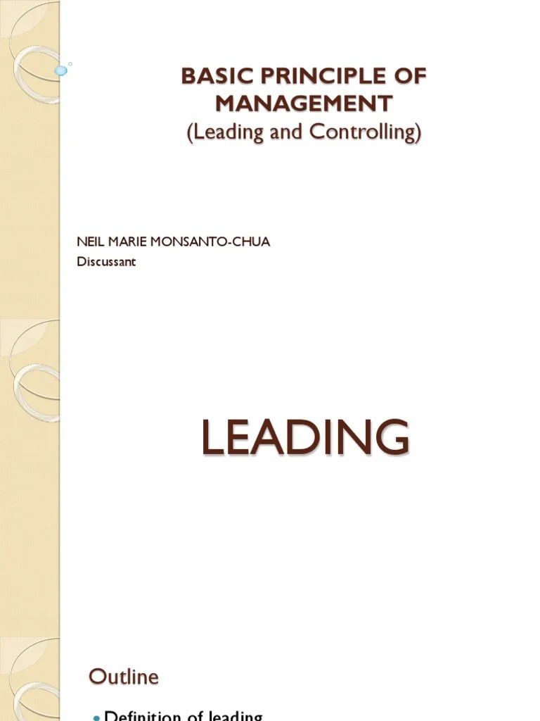 Basic Principle of Management PDF Leadership Motivation