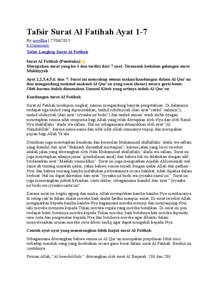 Tafsir Surat Al Fatihah Ayat 1 | PDF