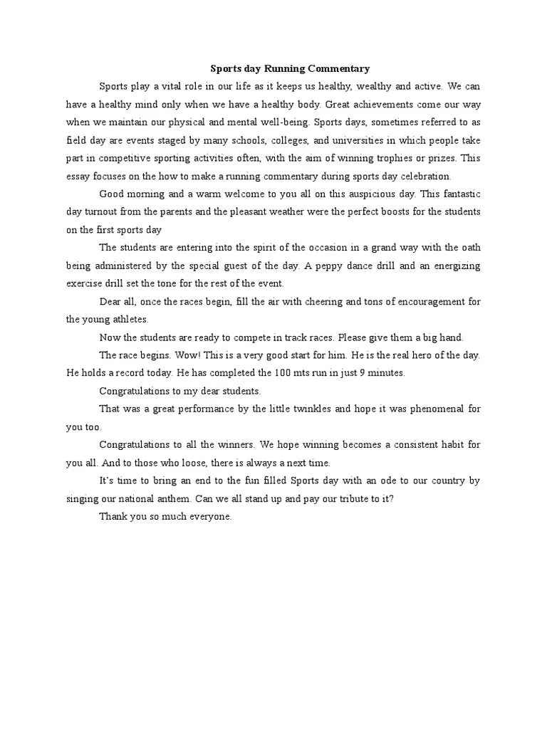 Sports Day Running Commentary