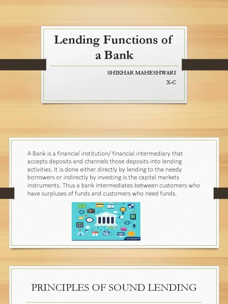 Lending Functions of a Bank Ppt Loans Credit