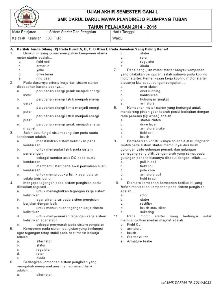 Soal Motor Starter Beserta Jawaban