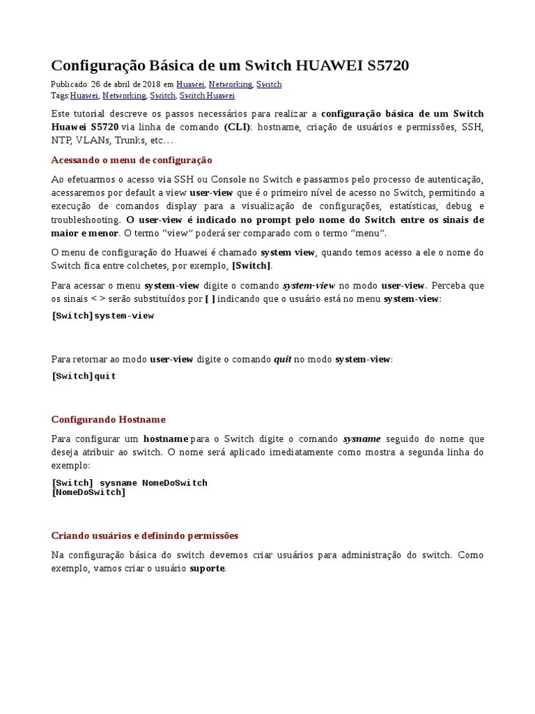 Configuração Básica de um Switch Huawei S5720 Guia PassoaPasso para