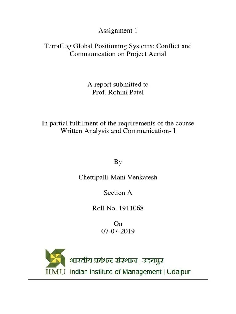 Mani Venkatesh TerraCog Case Analysis PDF Global Positioning System