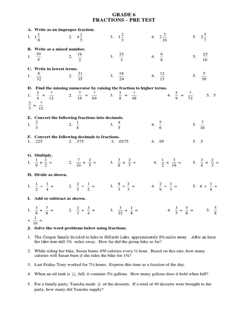 Fraction Test | PDF | Fraction (Mathematics) | Numbers