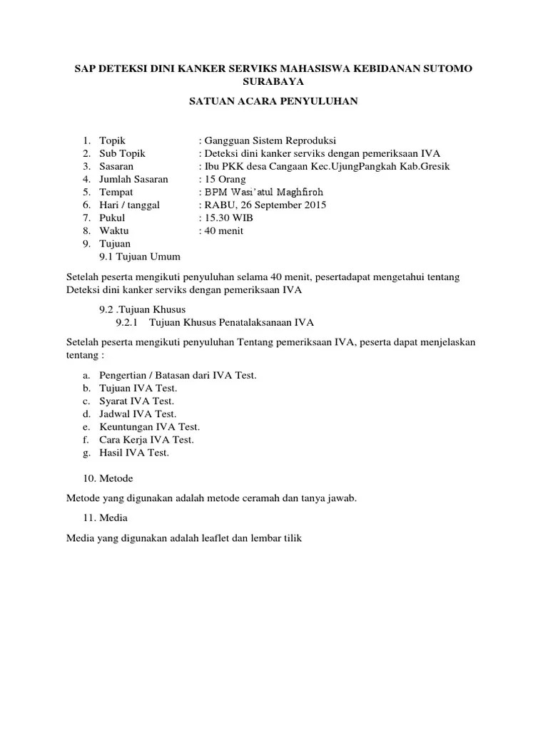 Sap Deteksi Dini Kanker Serviks | PDF