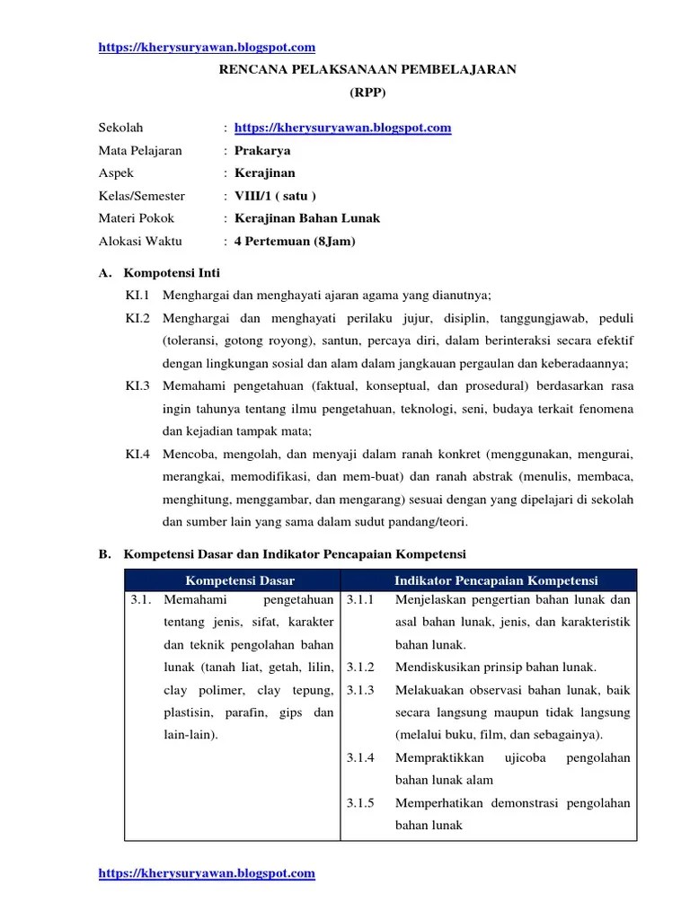 RPP Kerajinan Semester 1 | PDF