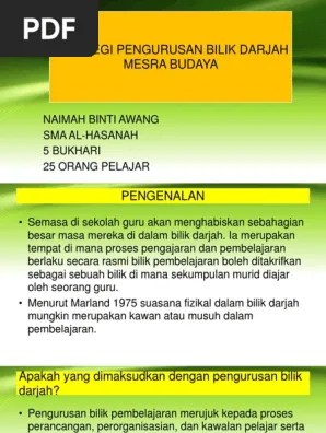 Bilik Darjah Mesra Budaya Pdf