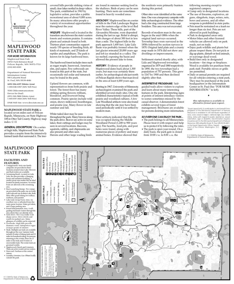 Maplewood State Park Map Maple Wood Park Map Campsite Camping