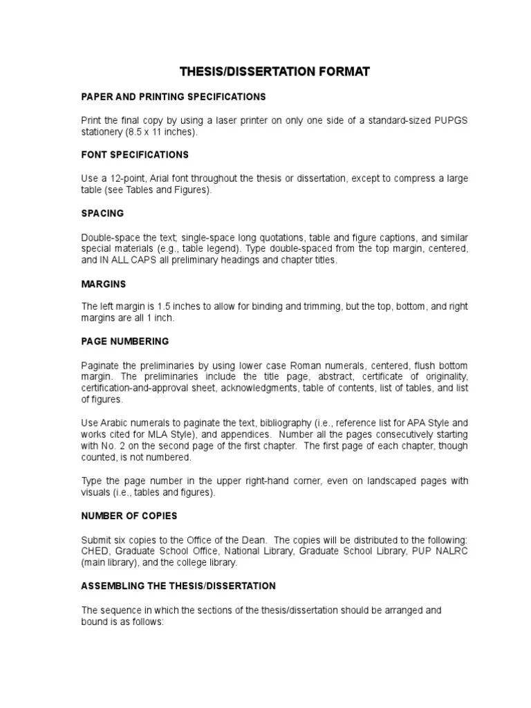 Thesis Format PDF Thesis Statistics