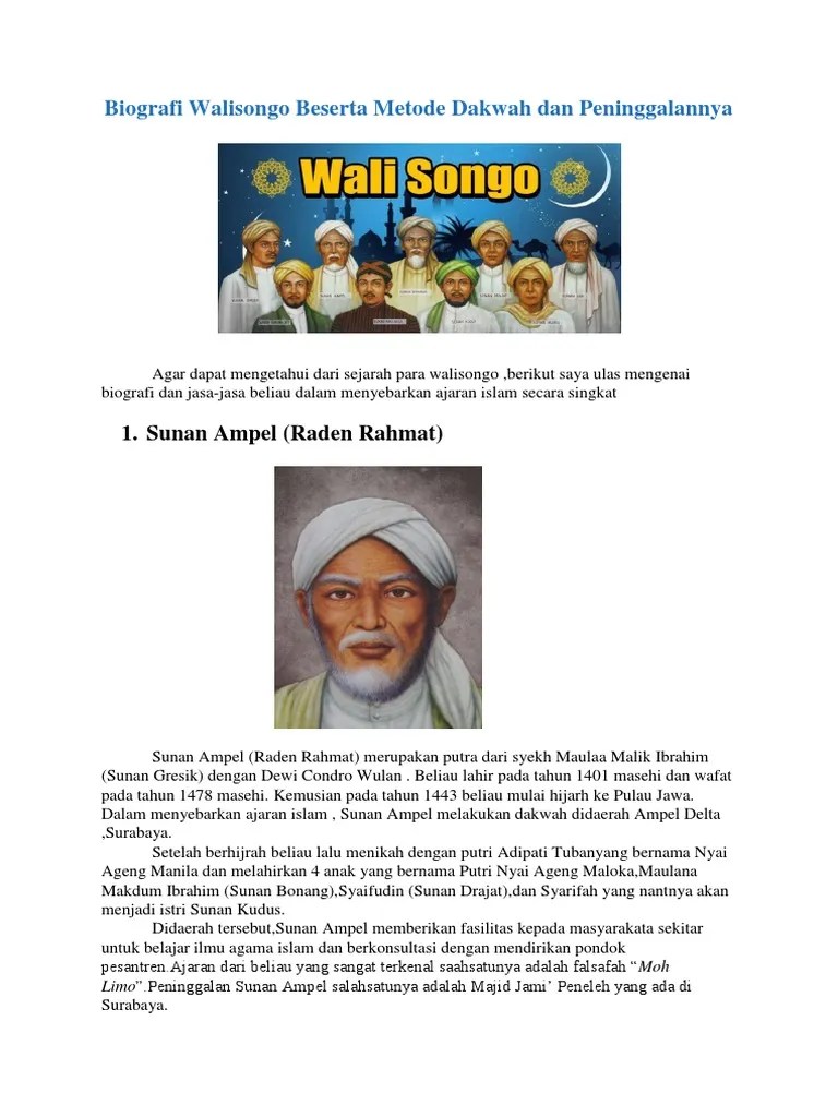 Biografi Walisongo Beserta Metode Dakwah Dan Peninggalannya | PDF